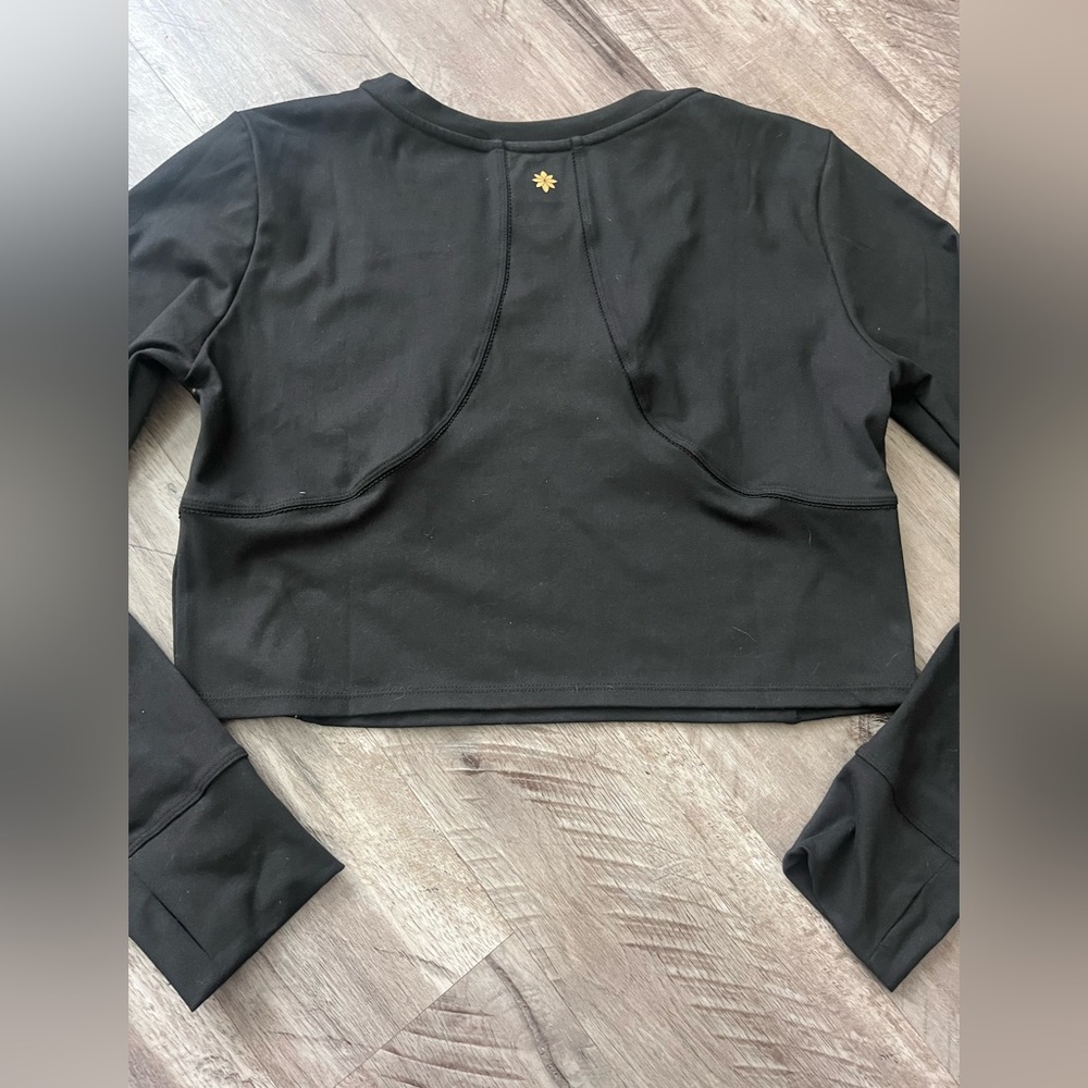 Kensie Black Long Sleeve Crop Top